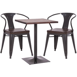 Set Bistrotisch 2x Esszimmerstuhl MCW-H10d, Stuhl Tisch Küchenstuhl Gastronomie MVG ~ schwarz-braun, Tisch dunkelbraun