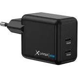 XLayer 45W dual USB C Ladegerät Power Delivery Schnellladen ipad iPhone 15 14 13 Mini 13 Pro Max 12 11 SE XS Android geräte Tabs Power Adapter Ladeadapter Ladestecker Netzteil Charger Kabel (Schwarz)