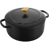 BALLARINI Bellamonte Auflaufform, Bräter, Dutch Oven, emailliertes Gusseisen, rund, 20 cm, 2,5 L, Schwarz