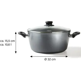 STONELINE XXXL-Kochtopf 32 cm mit Glasdeckel