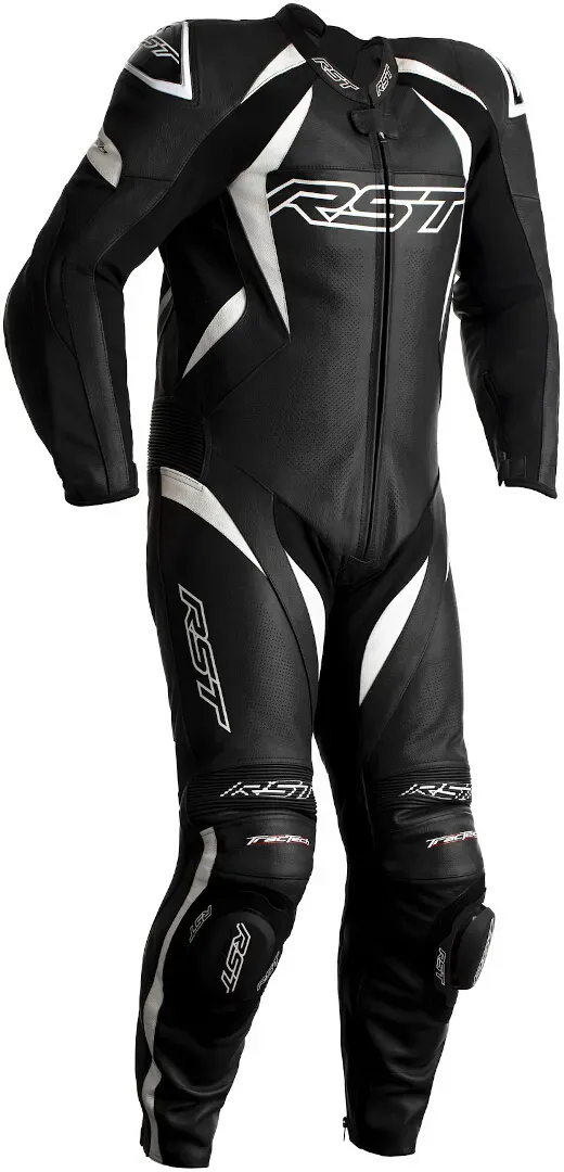 RST Tractech EVO 4 One Piece Motorcycle Leather Suit One Piece Motorfiets lederen pak, zwart-wit, 2XL Voorman