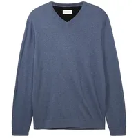 Tom Tailor 1038427 Basic Knit Pullover Mit V-ausschnitt Vintage Indigo Blue Melange S