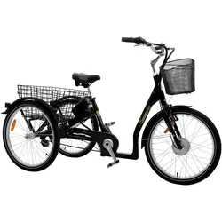 E-Bike SACHSENRAD "T3A" Gr. 42, schwarz, E-Bikes, 48cm, 24 Zoll (60,96cm), Lastenkorb, Lenkerkorb, LCD-Steuer- display, Fahrmodus Pedelec