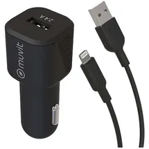 Muvit Kfz-Ladegerät 12W 2,4A mit Lightning-Kabel 1,2m Schwarz