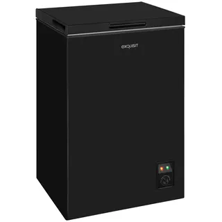 GGV Exquisit Exquisit Gefriertruhe, Kombigerät, 2-in-1, 99 Liter, Tiefkühltruhe, Kühlen, 4-Sterne-Gefrieren, Gefriertruhe klein, Gefrierkorb, GT100-050E schwarz
