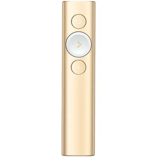 Logitech Spotlight Presenter, Bluetooth und 2.4 GHz Verbindung via USB-Empfänger, Digitaler Laserpointer, 30m Reichweite, Timer, Vibrationsalarm, PC/Mac/Android/iOS - Gold