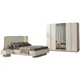 JVmoebel Schlafzimmer-Set Modern Schlafzimmer Sets Komplette Einrichtung Bett Nachttische, (4-tlg., Bett + 2x Nachttische + Kleiderschrank), Made in Europa weiß