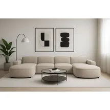 kaiser möbel Ecksofa Cursal Round U-Form – großes modulares Sofa mit sanften Rundungen, Einzelsofa beige