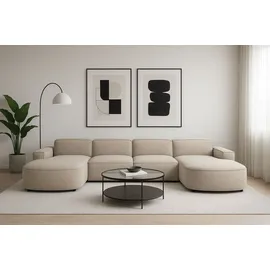 kaiser möbel Ecksofa Cursal Round U-Form – großes modulares Sofa mit sanften Rundungen, Einzelsofa beige