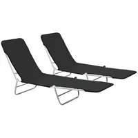 Furnicato Klappliegen 2 Stk. Stahl und Stoff Schwarz,