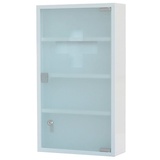 style home Medizinschrank Medikamentenschrank abschließbare Arzneischrank (Tip-on'' Glastür, inkl. 2 Schlüsseln) Erste Hilfe Schrank aus Metall, 60x30x12cm Weiß- 4 Fächer weiß 30 cm x 60 cm x 12 cm