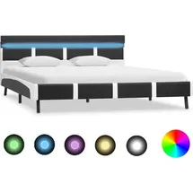 vidaXL Bettgestell mit LED Grau Kunstleder 120×200 cm