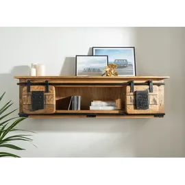 Massivmoebel24 Wandregal 130 x 25 x 35 cm Natur lackiert