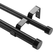 Vevor Gardinenstangen Innenlauf 2-Läufig 183-366 cm 13,6 kg Tragfähigkeit Schwarz