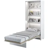 MEBLINI Schrankbett Bed Concept - Wandbett mit Lattenrost - Klappbett mit Schrank - Wandklappbett - Murphy Bed - Bettschrank - BC-03-90x200cm Vertikal - Weiß Hochglanz/Weiß