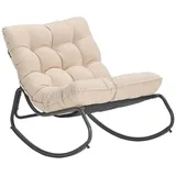 CASA DOMA Gartenlounge-Sessel Paola, Schaukelstuhl, Schaukelsessel für Balkon, Garten, Terrasse (Outdoor-Sessel, inkl. Auflage), Schaukelfunktion, 10cm dicke Polster, Textilgewebe, Stahlgestell beige|grau