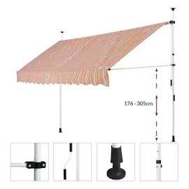 DETEX Klemmmarkise 400 cm orange/weiß