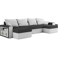 ALTDECOR Ecksofa mit Schlaffunktion und Bettkasten, Polstercouch in U-Form, rückenecht gepolstert, ideal als Gästebett - BOSTI - 327x140x90cm Dunkelgrau/Weiß