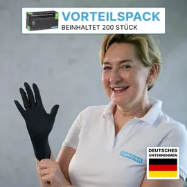 arnomed NITRIL BLACK 200er Nitrilhandschuhe schwarz, 200 Stück, Nitril, chemikalienbeständig, lebensmittelecht, Größe S