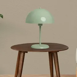 Bamyum Lipeo Kleine Tischlampe 30cm, Pilz Lampe Metall, Minzgrün Lampe