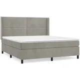 vidaXL Boxspringbett mit Matratze Hellgrau 160x200 cm Samt1378627