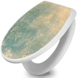 banjado WC-Sitz mit Absenkautomatik Motiv Patina Grün (umweltfreundliches Material, integrierte Scharniere), 44,5 x 37 x 5 cm weiß