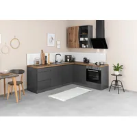 kochstation Winkelküche L-Form 240 x 180 cm grau