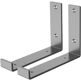 ML-Design 2 Stück Regalhalterung 20x4x14 cm Grau aus Metall 8 Zoll L-Form