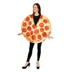 Maskworld Kostüm Lustiges Party Pizza Outfit, Karneval Fun Kostüm, Macht nicht dick gelb