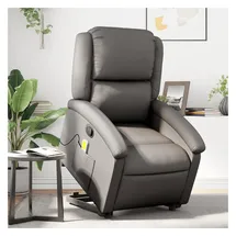 vidaXL Massagesessel mit Aufstehhilfe Leder 86,5 x 99,5 x 0 cm Grau