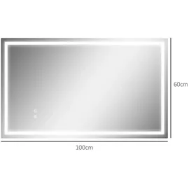 Homcom Badspiegel-100L x 60B x 3H cm-Silber | Gr.: onesize