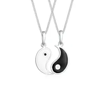 Elli Halskette Damen Partnerketten Spirituell mit Yin und Yang Anhänger in 925 Sterling Silber
