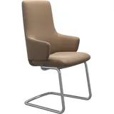 Polsterstuhl STRESSLESS "Laurel", braun (almond paloma, chrom glänzend), B:58cm H:105cm T:60cm, Leder PALOMA: PALOMA ist ein durchgefärbtes Semianilin-Möbelleder mit natürlicher Narbung., Stühle, Polsterstuhl, High Back mit Armlehne, Größe L, mit Beinen aus Stahl in Chrom