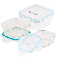 Rosenstein & Söhne 5in1-Glas-Frischhaltedosen-Set, 6-tlg., Clip-Deckel, -40 bis +400
