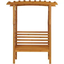 Mendler Rosenbogen mit Sitzbank HWC-Q21, Gartenbogen Rankhilfe Bank Gartenbank Holz FSC®-zertifiziert 201x160x60cm ~ natur