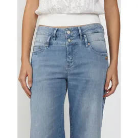 Gang Weite Jeans "94CARA", Damen, Gr. 30, N-Gr, light midblau, Denim/Jeans, Obermaterial: 76% Baumwolle, 15% Polyester, 8% Viskose, 1% Elasthan, weit lang, Jeans, Light Denim mit Doppelbund