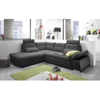 ed exciting design Ecksofa JAKARTA mit Bettfunktion, Kopfstützen, Nierenkissen etc. schwarz