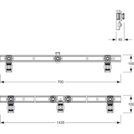MEPA 190031 Wannenleisten 700 mm, 3 Stück