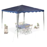 Relaxdays Pavillon, HxBxT: 2,5 x 3 x 3 m, PE, Stahl, wasserdicht, reißfest, Stecksystem, Gartenpavillon, dunkelblau/weiß,