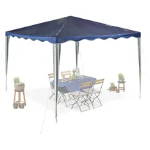 Relaxdays Pavillon, HxBxT: 2,5 x 3 x 3 m, PE, Stahl, wasserdicht, reißfest, Stecksystem, Gartenpavillon, dunkelblau/weiß,
