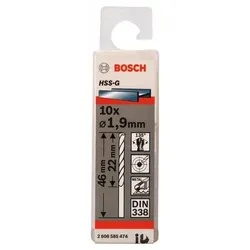 Metallbohrer HSS-G, DIN 338, 1,9 x 22 x 46 mm, 10er-Pack