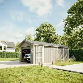 TIMBELA Garage Premium M992B 378 cm x 648 cm x 269 cm Natur