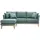 miliboo Skandinavisches 3/4-Sitzer-Ecksofa linksseitig mit abziehbarem, graugrünem Stoff und hellem Holz OSLO