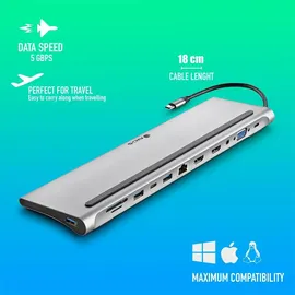 ngs Wonder Dock 12 USB-C 12 Ports), Dockingstation + USB Hub, Silber