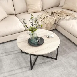 luxuskollektion Runder Couchtisch Schwarz Holz 88 x 44,5 cm