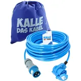 CEE-Verlängerung 230V H07BQ-F 3G 2,5 mm2 50 m Vollpur-Premium-Leitung mit Winkelkupplung von KALLE DAS KABEL für Industrie BAU Boot Womo Camping