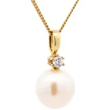 HOPLO Kreuzanhänger Anhänger mit Süßwasserzuchtperle 333 Gold mit verg. Silberkette 38 cm, Made in Germany 38 cm Kindergröße