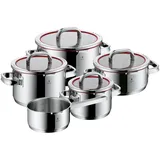 WMF Kochtopfset Function 4, Edelstahl, Metall, 5-teilig, 16 cm,20 cm,16 cm, rostfrei, Abgießfunktion,mit Silikonring, backofengeeignet, Kochen, Töpfe, Topfsets