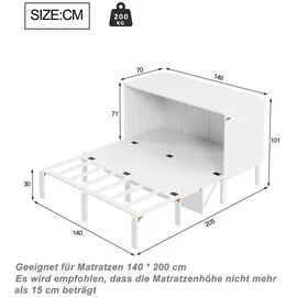 XDOVET Schrankbett 140 x 200 cm Weiß