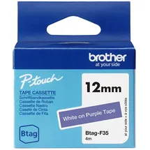Brother Btag-F35 12mm x 4m weiß auf violett nicht laminiert